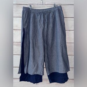 Tamsy 1X Women’s Cotton Wide-Leg Pants with Layered Look School Office Casual